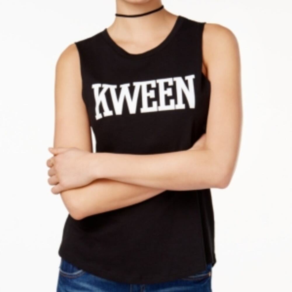 Chrldr Kween Graphic Sleeveless Muscle Tee Black